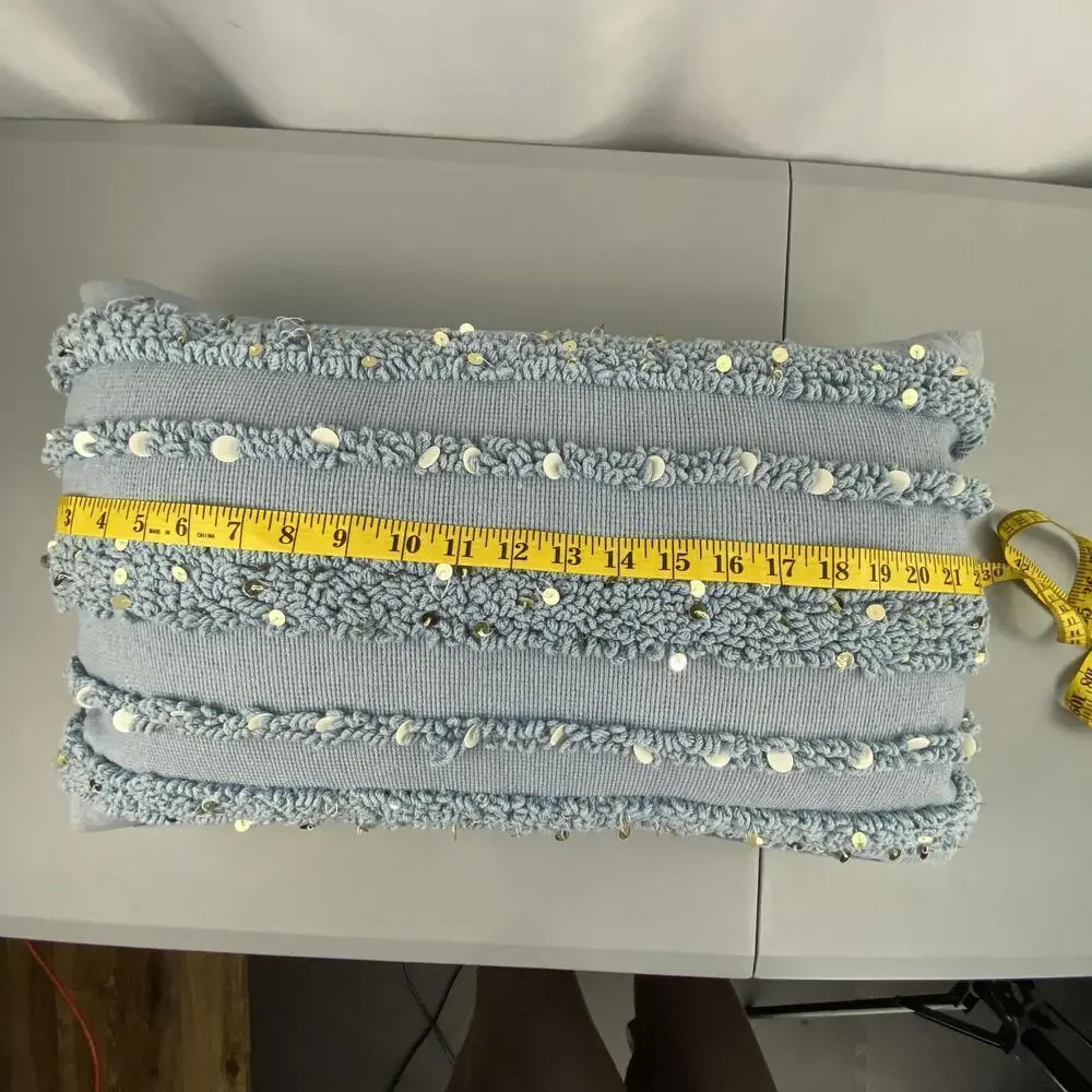 Chic Textured Sparkling Light Pastel Blue Throw Pillow - Elements by Erin Gates